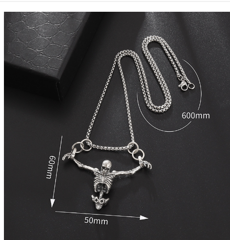 Retro Gothic Grim Reaper Skull Pendant Necklace for Men