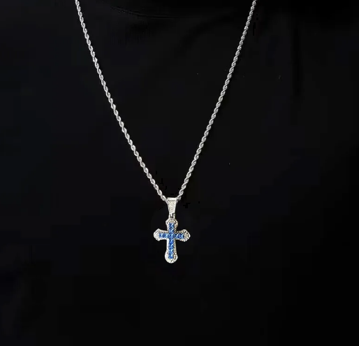 Gothic Big Zircon Cross Necklace Unisex